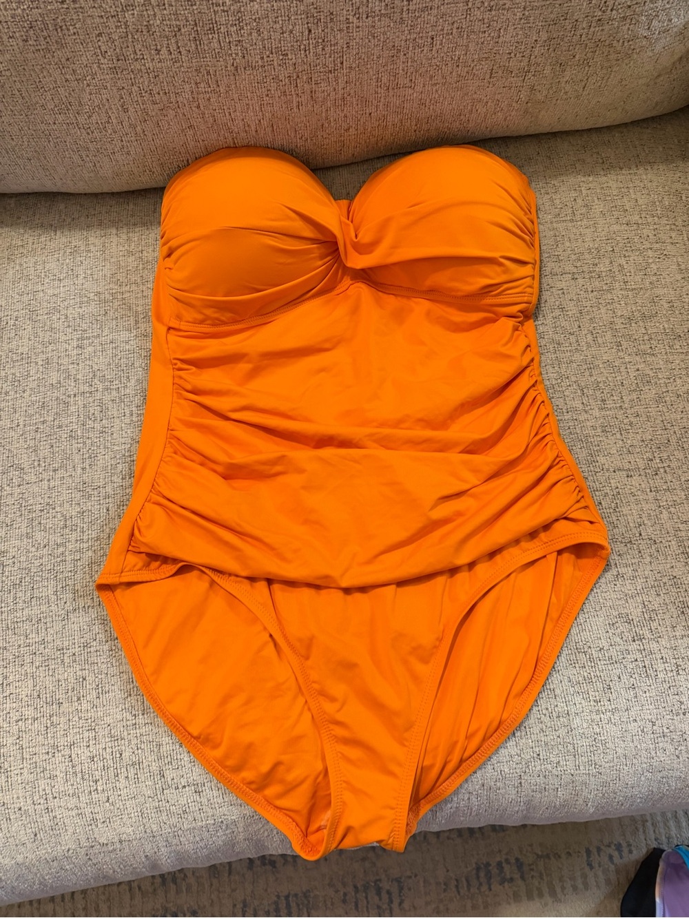 Anne Cole Orange one piece swimsuit with built in padding, size 12 #swimwear